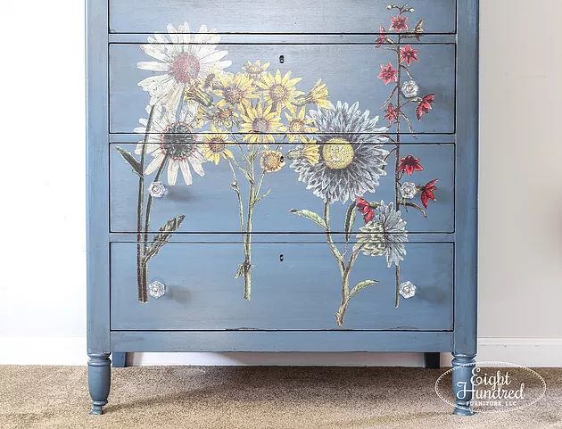Blue Dresser with Clear Knobs