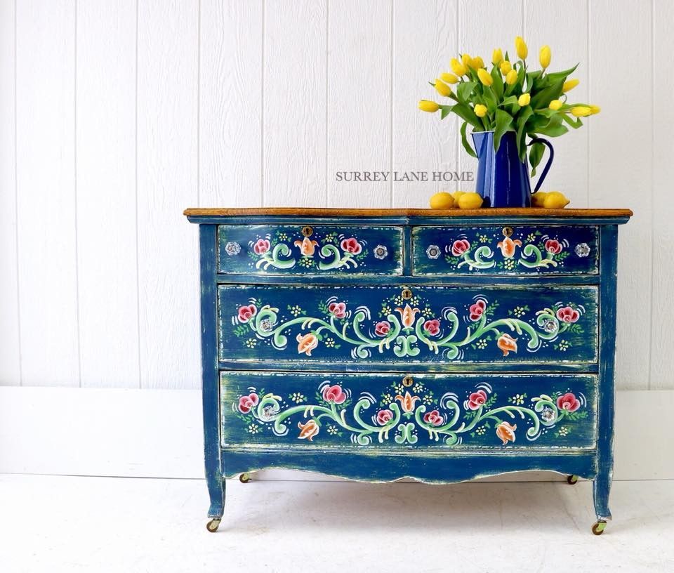 Blue Dresser with Glass Knobs